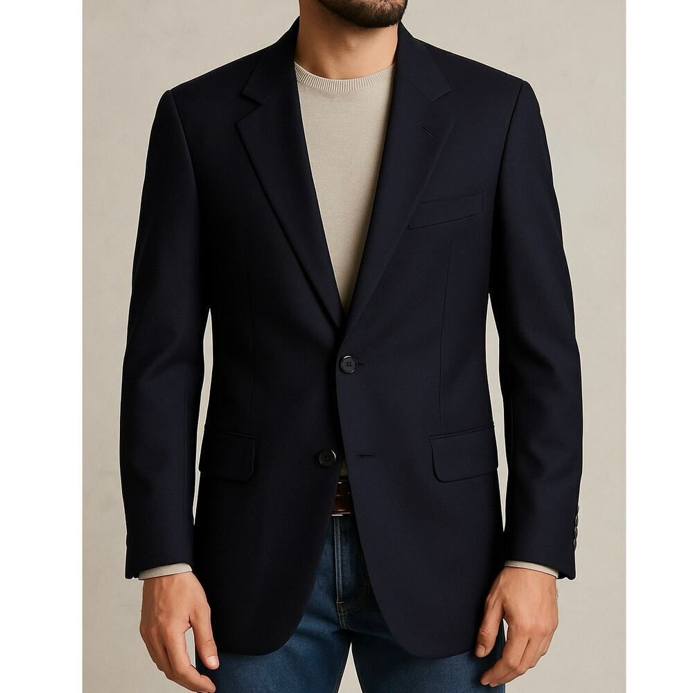 Loro Piana Wool Fabric Daniel Cremieux Navy Wool Blazer 42L Made in USA Union